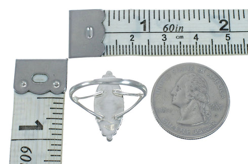 Genuine Turquoise And Silver Inlay Jewelry Ring Size 7-3/4 TX10073